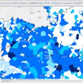 Mapa de las provincias de CLM con la incidencia acumulada por covid