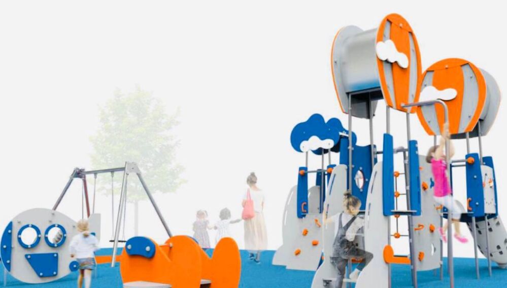 Simulación de juegos infantiles que se van a instalar en La Marina. 