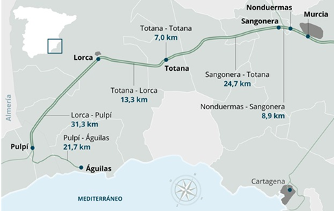 Adif acelerará las obras de la segunda fase del AVE Murcia-Almería que comienzan el 28 febrero Adif acelerará las obras de la segunda fase del AVE Murcia-Almería que comienzan el 28 febrero