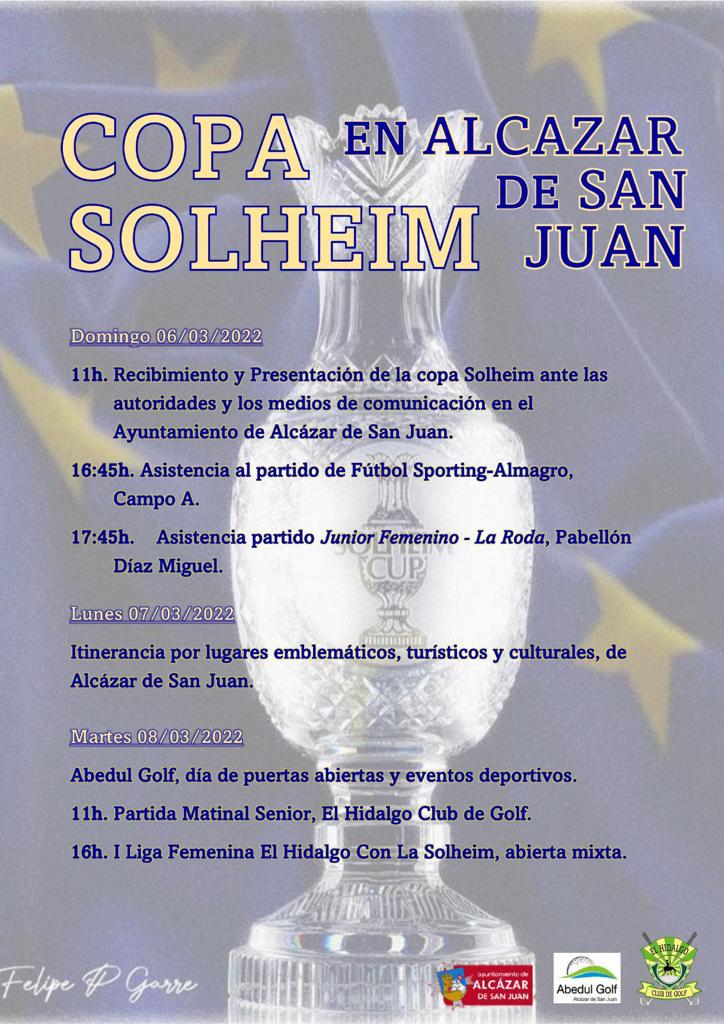 La copa Solheim llega este domingo a Alcázar de San Juan La copa Solheim llega este domingo a Alcázar de San Juan