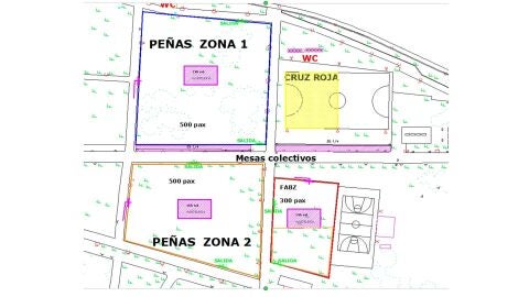 Distribuci&oacute;n de las zonas asignadas a cada entidad en el Parque del T&iacute;o Jorge