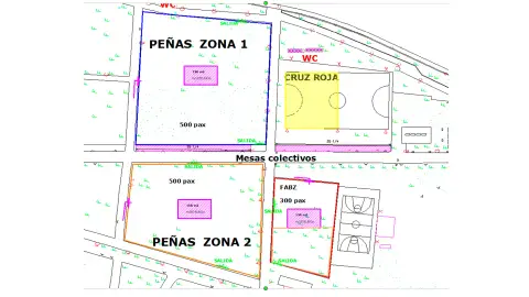 Distribución de las zonas asignadas a cada entidad en el Parque del Tío Jorge Distribución de las zonas asignadas a cada entidad en el Parque del Tío Jorge