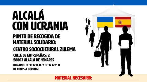 El Centro Sociocultural Zulema, punto de recogida de alimentos, ropa y materiales para Ucrania en Alcal&aacute; de Henares
