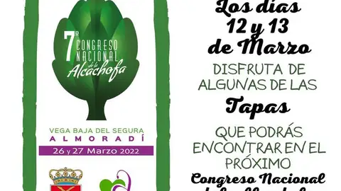 Sábado 12 y domingo 13 tapas con alcachofa en Almoradí parte del Congreso de la Alcachofa fin de semana de la alcachofa en almoradí