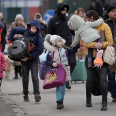 Un grupo de refugiados ucranianos