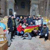La expedición ciudadrealeña tras descargar la mercancía en Ucrania
