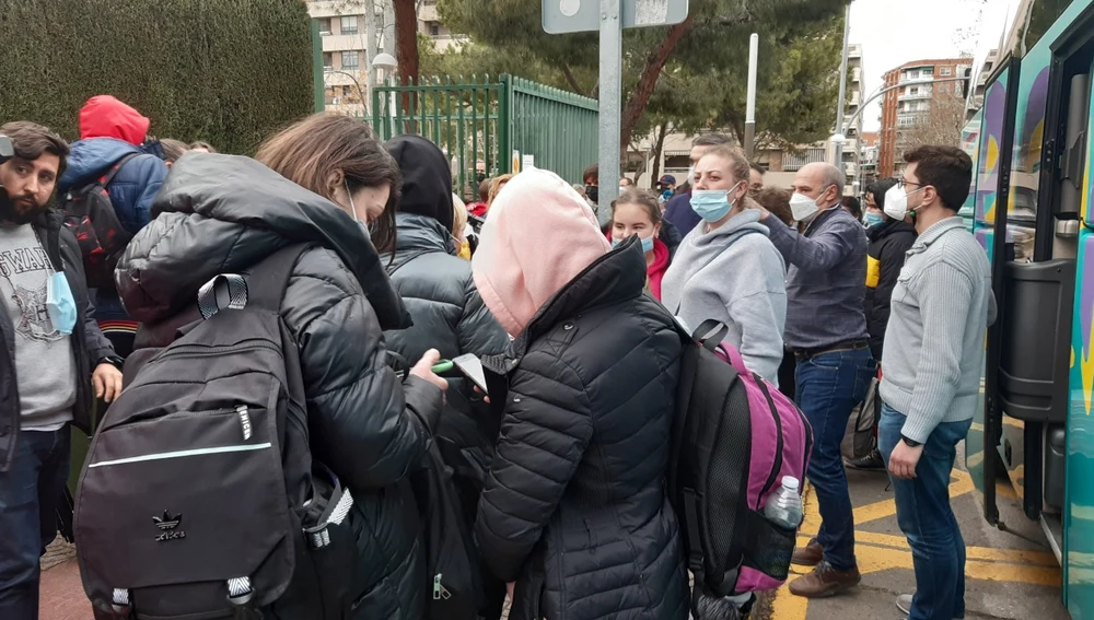 Un grupo de ucranianos a su llegada a Ciudad Real