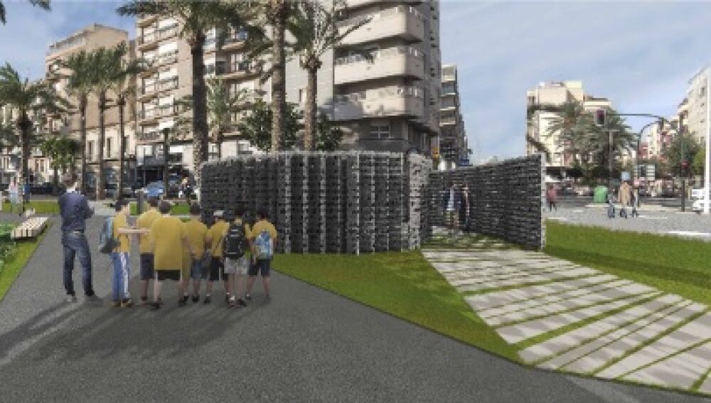 Infografía acceso al refugio antiaéreo de la Guerra Civil del Paseo Germanías de Elche.