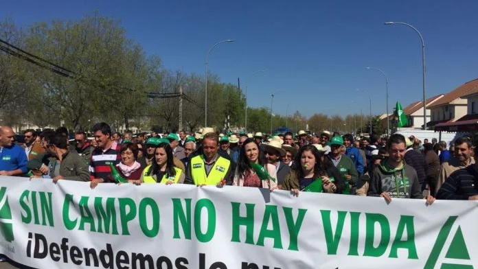 Una anterior manifestación de agricultores en Ciudad Real