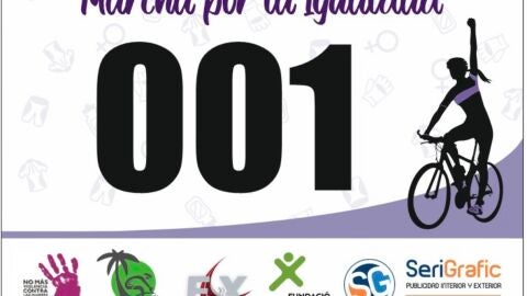 Dorsal para la 'I Marcha en bici por la igualdad'.