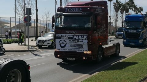 Protesta de camioneros en Santander