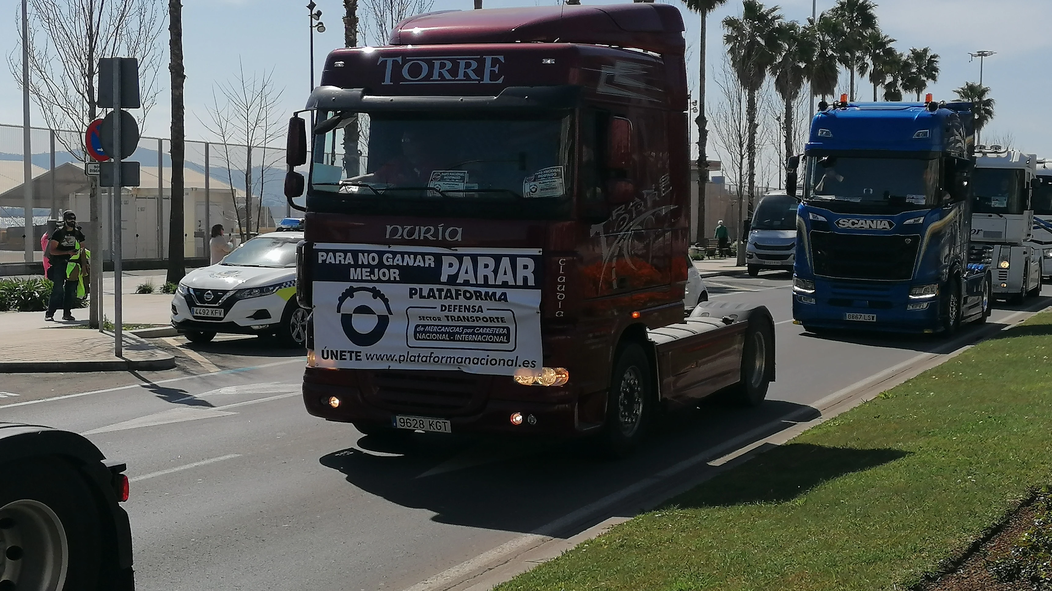 Protesta de camioneros en Santander Protesta de camioneros en Santander