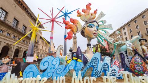 La hoguera expuesta en la Plaza del Pilar de Zaragoza La hoguera expuesta en la Plaza del Pilar de Zaragoza