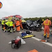 Aparatoso accidente con seis heridos en la carretera que une Sagunto con Canet d'en Berenguer