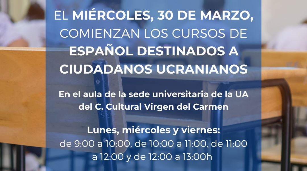 El miércoles comienzan los cursos de español a destinados a ciudadanos ucranianos El miércoles comienzan los cursos de español a destinados a ciudadanos ucranianos