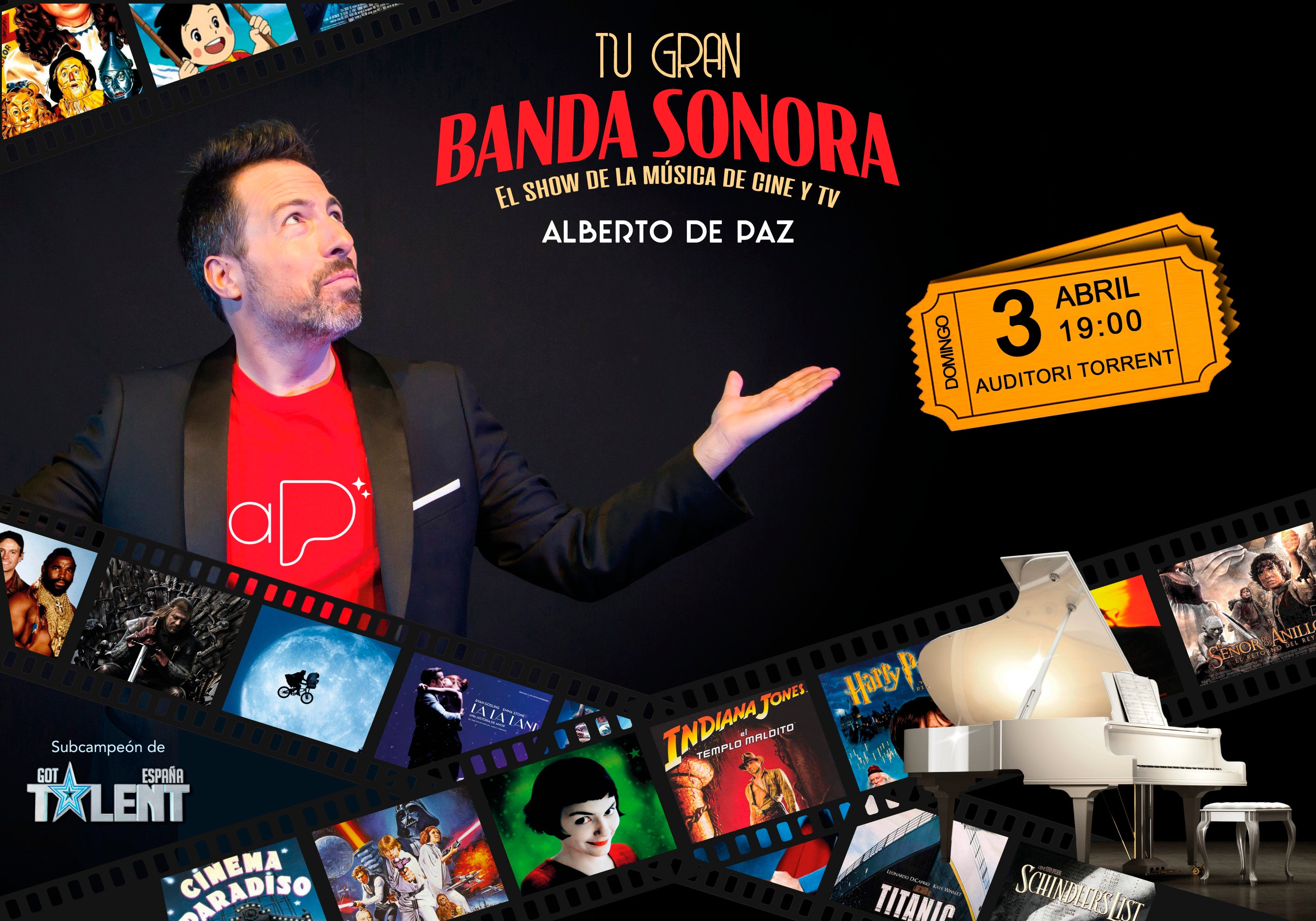 Alberto de Paz llega al Auditori de Torrent con el show 'Tu gran banda sonora' Alberto de Paz llega al Auditori de Torrent con el show 'Tu gran banda sonora'