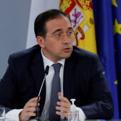 El ministro de Exteriores, José Manuel Albares, durante la rueda de prensa tras el consejo de ministros