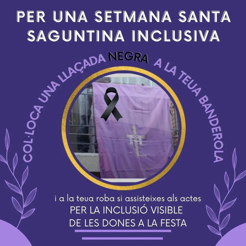 Lazos negros por la inclusión de las mujeres en la Cofradía de la Sangre de Sagunto Lazos negros por la inclusión de las mujeres en la Cofradía de la Sangre de Sagunto