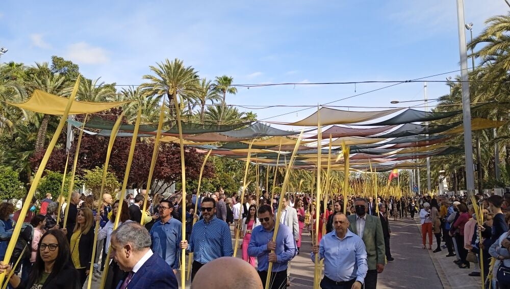 Procesión de Las Palmas de Domingo de Ramos en Elche en 2022.