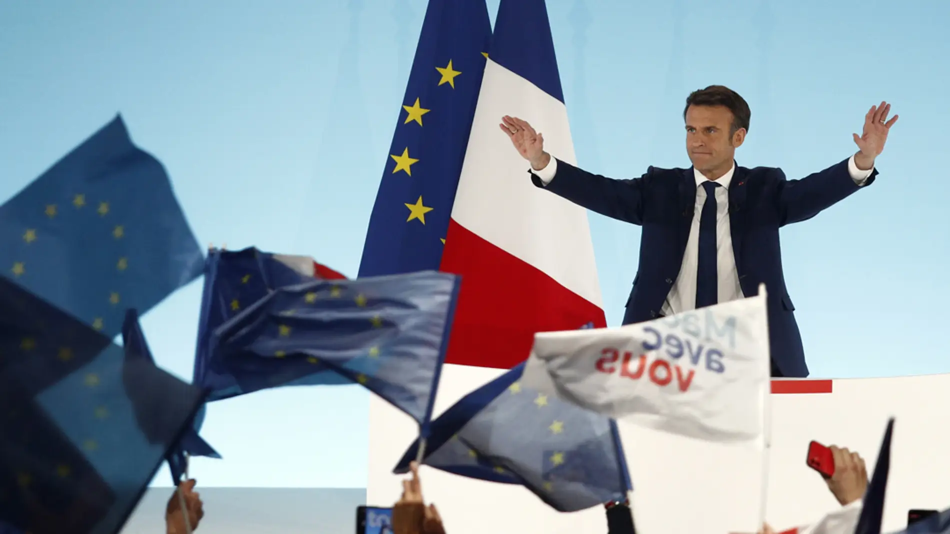 El actual presidente de Francia, Emmanuel Macron, tras la primera vuelta de las elecciones