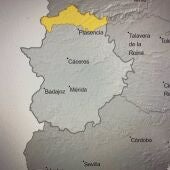 El 112 activa el nivel de alerta amarilla por lluvias en el Norte de Extremadura