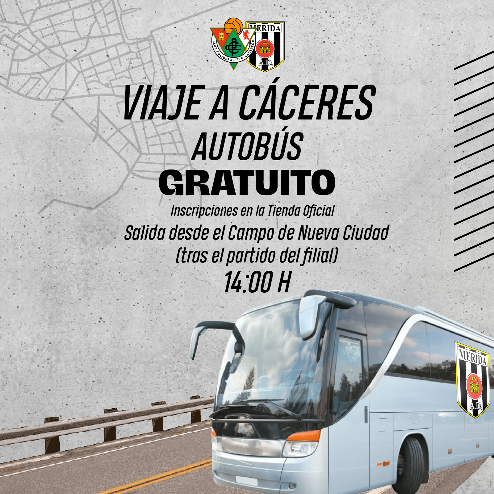 Autobuses gratis para el Cacereño - Mérida Autobuses gratis para el Cacereño - Mérida