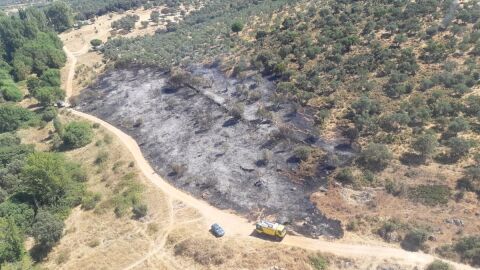 Imagen aérea de parte del terreno calcinado 