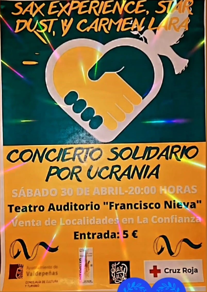 Sax Experience, Star Dust y Carmen Lara recaudarán fondos en ayuda de los refugiados de Ucrania Sax Experience, Star Dust y Carmen Lara recaudarán fondos en ayuda de los refugiados de Ucrania