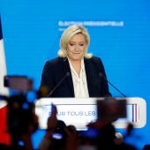 Le Pen, en un momento de su comparecencia