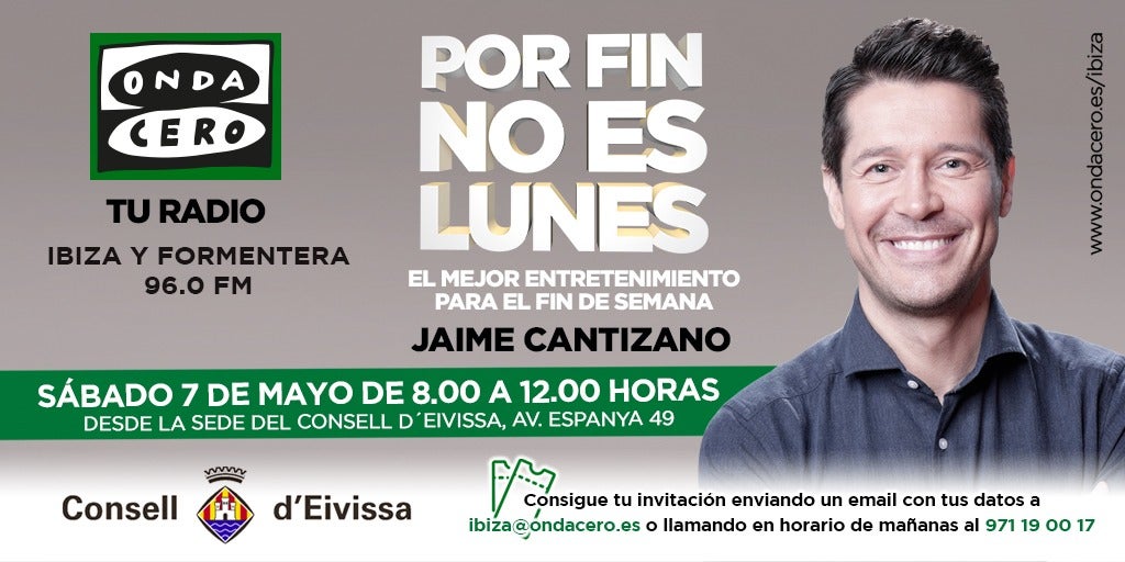 Jaime Cantizano emitirá desde Ibiza cara al público su programa ‘Por fin no es lunes’ Jaime Cantizano emitirá desde Ibiza cara al público su programa ‘Por fin no es lunes’