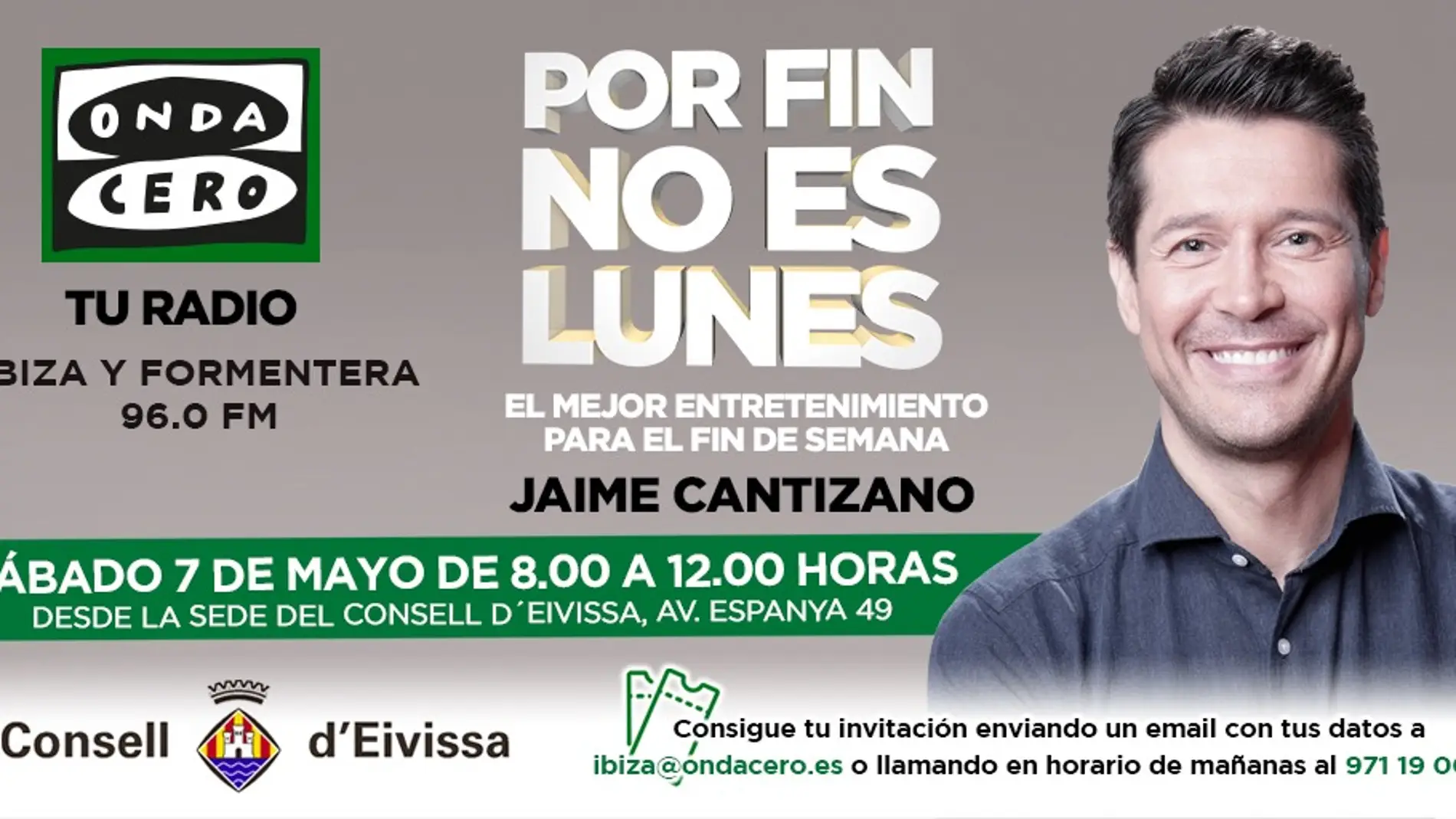 Jaime Cantizano emite desde Ibiza cara al público su programa ‘Por fin no es lunes’