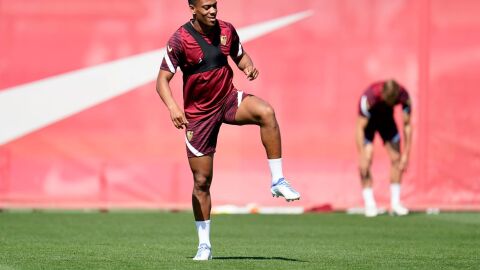Anthony Martial, en un entrenamiento en la Ciudad Deportiva del Sevilla.