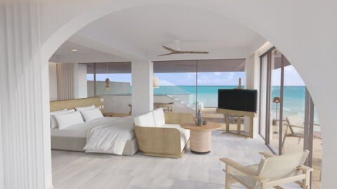Imagen de una de las habitaciones del nuevo hotel cinco estrellas en Es Migjorn. 