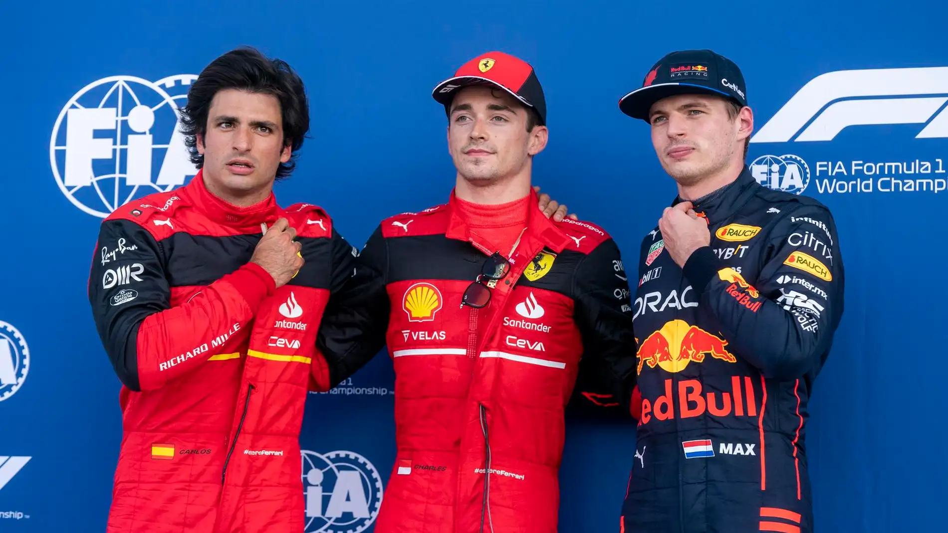 Charles Leclerc, Max Verstappen y Carlos Sainz Jr. | Foto: EFE