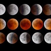 Secuencia del eclipse total de Luna de 2018. Fotografía facilitada por el IAC
