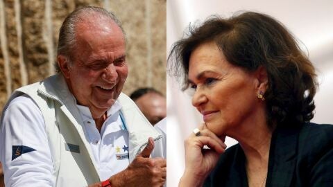 El ir&oacute;nico tuit de Carmen Calvo sobre la presencia de Rey Juan Carlos I en Sanxenso | Fotos: EFE / Montaje: Onda Cero