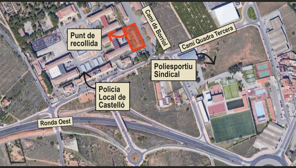 una nave en Tetuán 14 ubicada tras el Centro de Formación Municipal, entre la Cuadra Tercera y el Camí de Borriol a la Costa