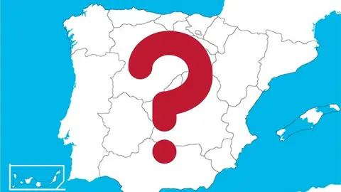 Mapa de España con una interrogación