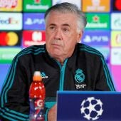 El entrenador del Real Madrid, Carlo Ancelotti, durante una rueda de prensa
