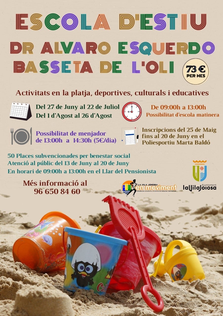 Cierran las escuelas municipales de la Vila Joiosa y abren matrícula las de verano Cierran las escuelas municipales de la Vila Joiosa y abren matrícula las de verano