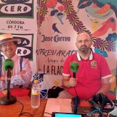 Manolo Serrano y Antonio David Jiménez en la caseta de la Paz y Esperanza