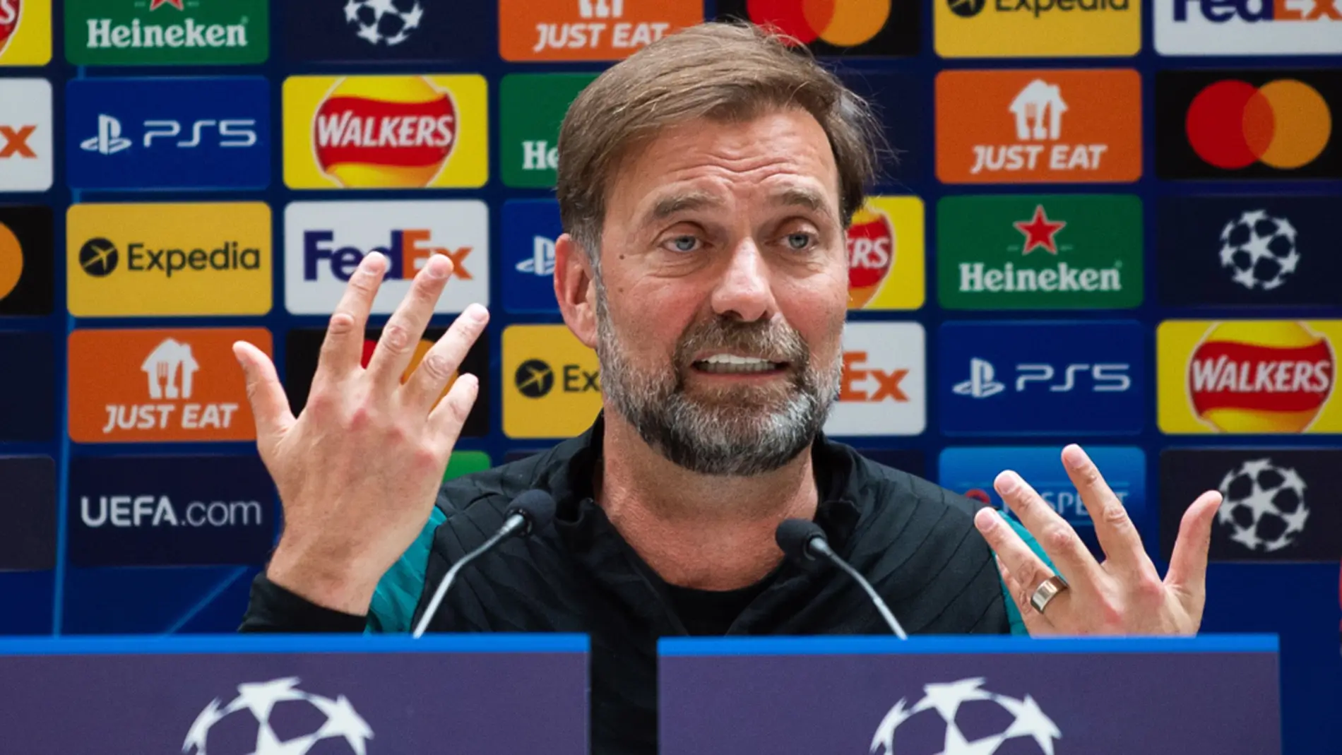 El entrenador del Liverpool, Jürgen Klopp, en la rueda de prensa previa a la final de la Champions