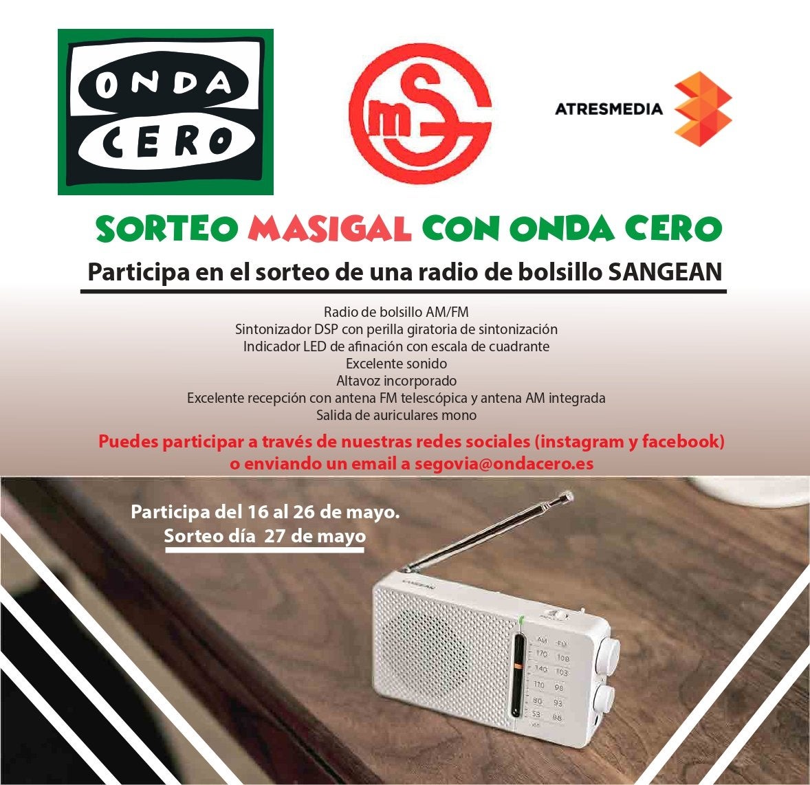Sorteo Onda Cero y Masigal Sorteo Onda Cero y Masigal