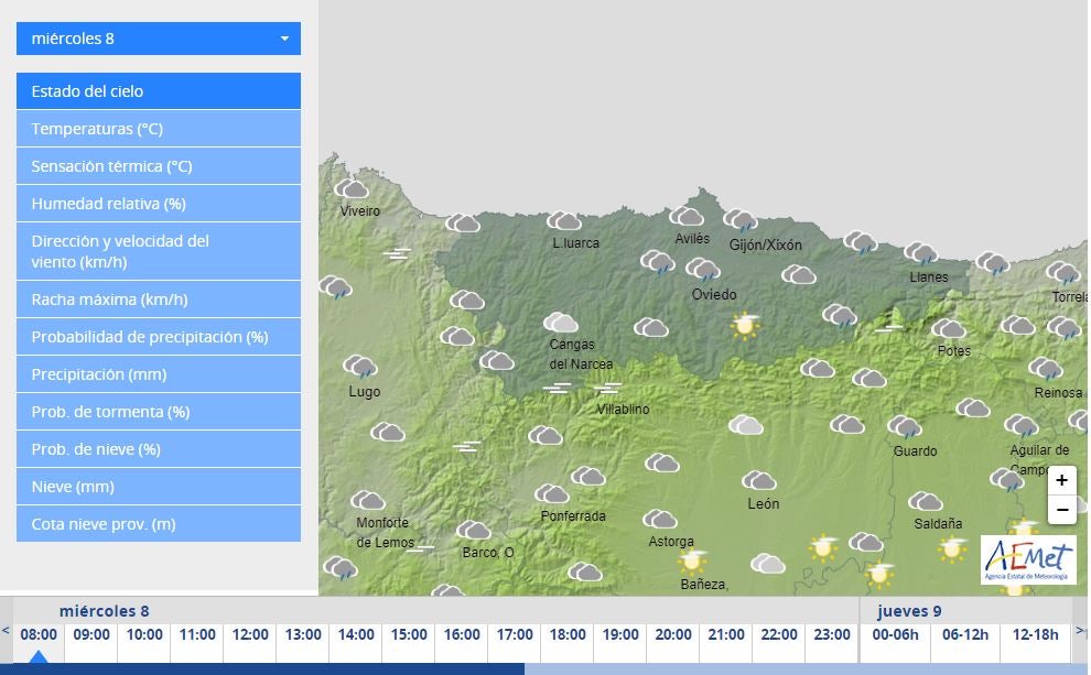 Intervalos nubosos y lluvias débiles Intervalos nubosos y lluvias débiles