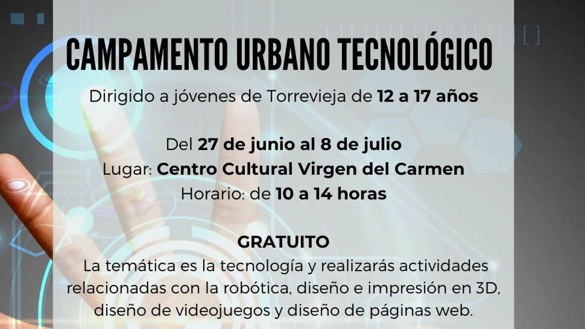 Juventud Torrevieja abre inscripción del campamento urbano tecnológico para adolescentes 