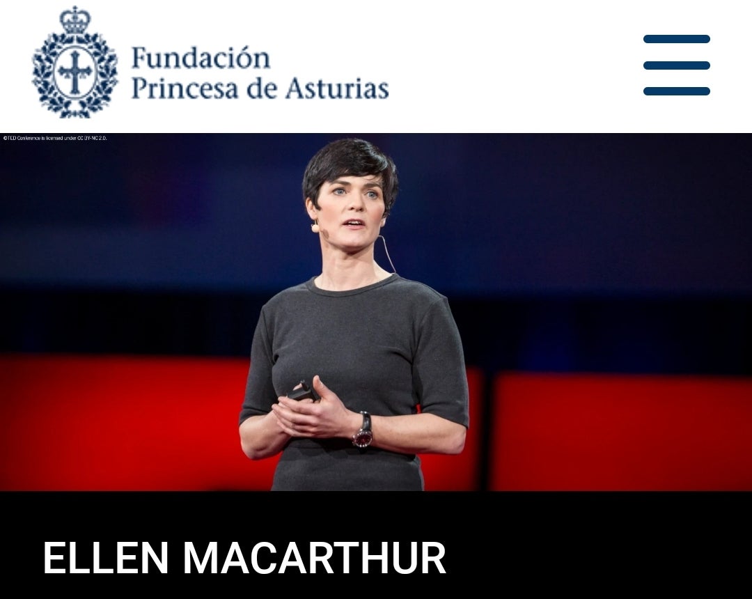 Ellen MacArthur, premio de Cooperación Internacional por promover la economía circular Ellen MacArthur, premio de Cooperación Internacional por promover la economía circular