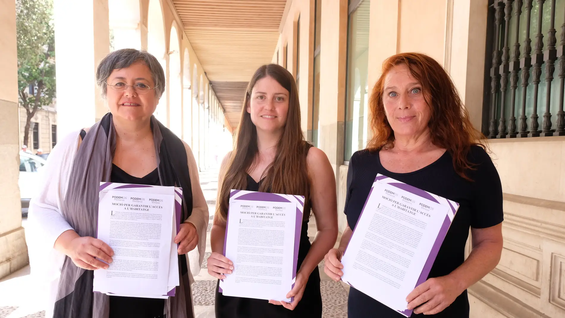 Cristina Gómez, Aurora Ribot y Viviana de Sans, portavoces de Podemos en Menorca, Mallorca y Eivissa