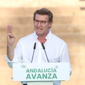 El líder del Partido Popular, Alberto Núnez Feijóo este sábado en un acto electoral