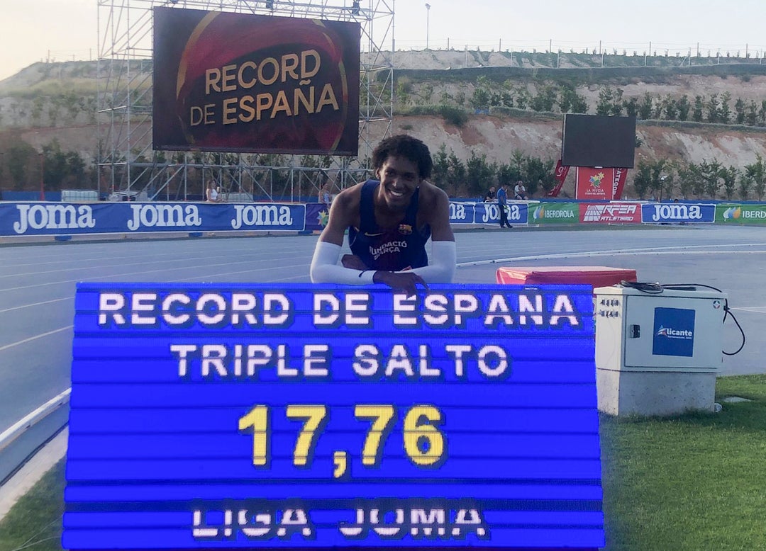 Jordan Díaz destroza el récord de España de triple salto Jordan Díaz destroza el récord de España de triple salto