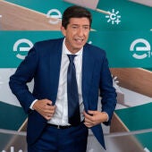 El candidato de Ciudadanos a la presidencia de la Junta de Andalucía, Juan Marín, a su llegada al segundo y último debate televisado antes de las elecciones del 19 de junio